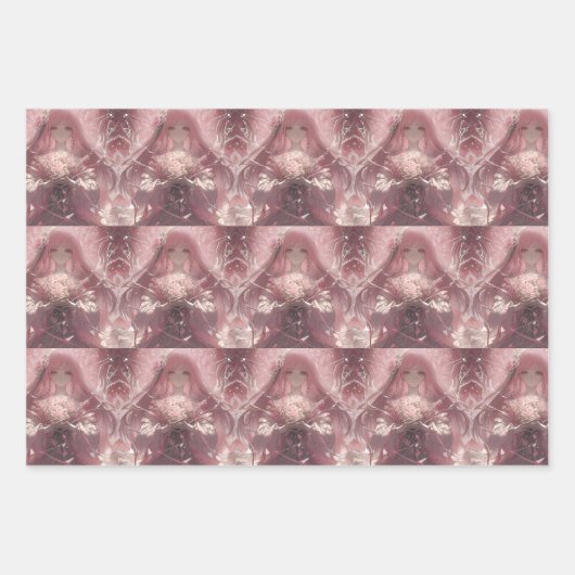 Blühende Stille Ätherisch Pink Fantasy Art Geschenkpapier Set (Vorderseite 2)