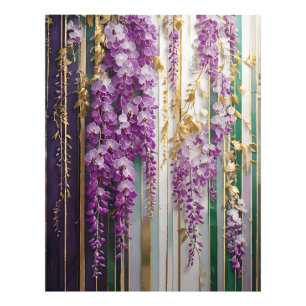 Blühende Tapete Violett Gold Wisteria Fotodruck