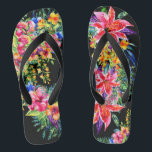 Blühende tropische Blume flackern Flops Badesandalen<br><div class="desc">In meinen Kategorien und Sammlungen finden Sie passende Produkte. "Sieht aus wie ein tropischer Urlaub oder eine Strandhochzeit für mich! Vergleichen Sie sie mit Designer Flip Flops zu einem viel höheren Preis, und hier haben Sie eine kühne Aussage, dass Sie Stil haben und wissen, wie man es zu zeigen. Ich...</div>