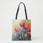 Blühende Tulips Aquarellfarben-Tasche Tasche (Vorderseite)