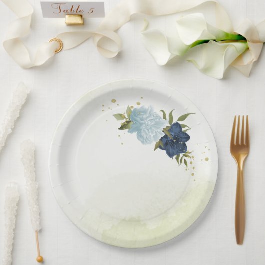 blühende und bläuliche Blumen Pappteller (Hochzeit)