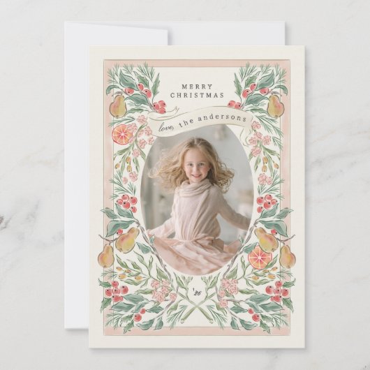 Blühende Urlaubskraenke Früchte Grußkarte Feiertagskarte (Vorderseite)