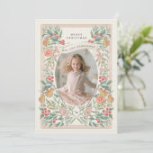 Blühende Urlaubskraenke Früchte Grußkarte Feiertagskarte (Stehend Vorderseite)