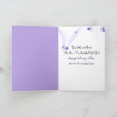Blühende violette Veilchen in Teetasse Feiertagskarte (Innenseite)