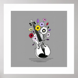 Blühende Violine – Minimale Floralmusik Poster