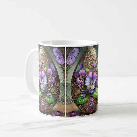 Blühende Vögel Foot Violets Wildblumen Ostereier Kaffeetasse (Vorderseite Links)
