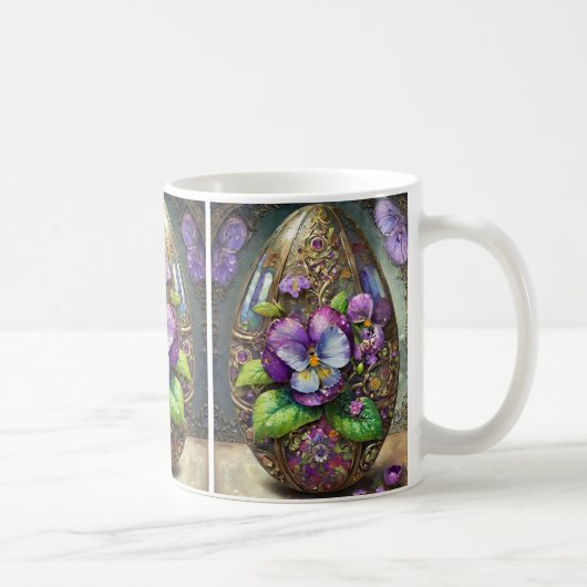 Blühende Vögel Foot Violets Wildblumen Ostereier Kaffeetasse (Rechts)