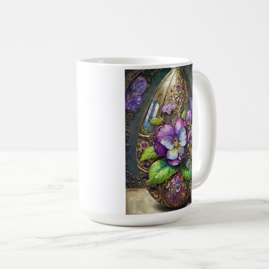 Blühende Vögel Foot Violets Wildblumen Ostereier Kaffeetasse (VorderseiteRechts)