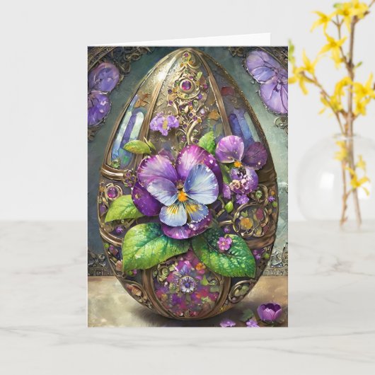 Blühende Vögel Foot Violets Wildblumen Ostereier Karte (Gelbe Blume)