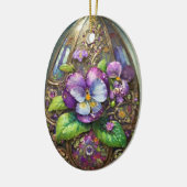 Blühende Vögel Foot Violets Wildblumen Ostereier Keramik Ornament (Links)