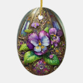 Blühende Vögel Foot Violets Wildblumen Ostereier Keramik Ornament (Vorne)