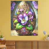 Blühende Vögel Foot Violets Wildblumen Ostereier Leinwanddruck (Insitu (Wohnzimmer))