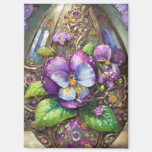 Blühende Vögel Foot Violets Wildblumen Ostereier Magnet (Vorderseite)