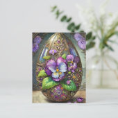 Blühende Vögel Foot Violets Wildblumen Ostereier Postkarte (Stehend Vorderseite)