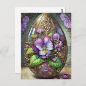 Blühende Vögel Foot Violets Wildblumen Ostereier Postkarte (Vorne/Hinten)