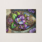Blühende Vögel Foot Violets Wildblumen Ostereier Puzzle (Horizontal)