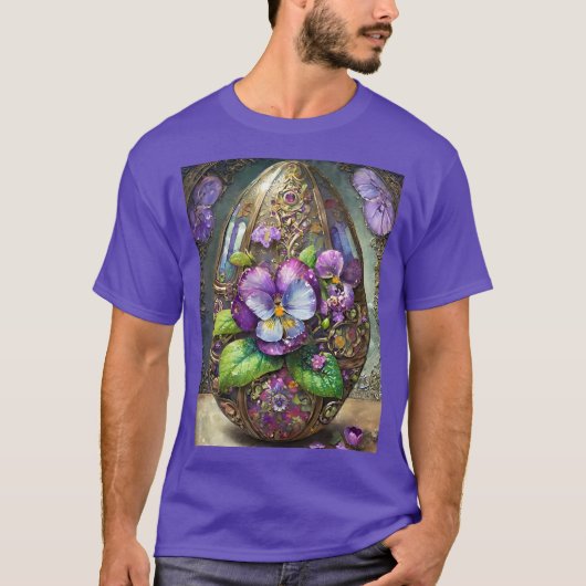 Blühende Vögel Foot Violets Wildblumen Ostereier T-Shirt (Vorderseite)