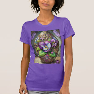 Blühende Vögel Foot Violets Wildblumen Ostereier T-Shirt
