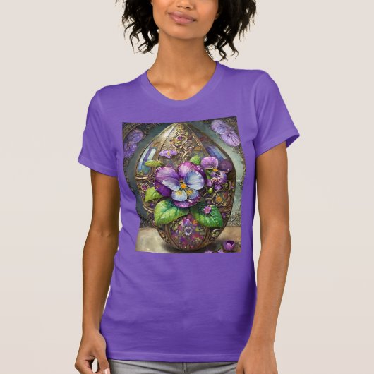 Blühende Vögel Foot Violets Wildblumen Ostereier T-Shirt (Vorderseite)