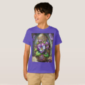 Blühende Vögel Foot Violets Wildblumen Ostereier T-Shirt (Vorne ganz)
