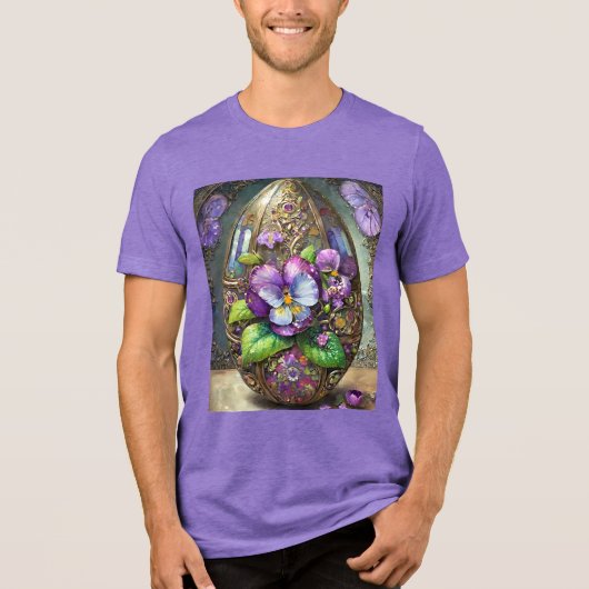 Blühende Vögel Foot Violets Wildblumen Ostereier Tri-Blend Shirt (Vorderseite)