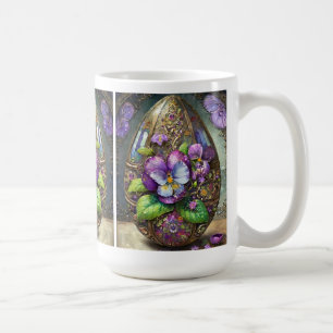 Blühende Vögel Fuß Veilchen Wildblumen Osterei Kaffeetasse