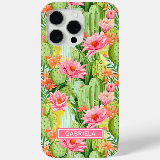 Blühende Wasserfarbe-Kakteen personalisiert Case-Mate iPhone Hülle (Rückseite)