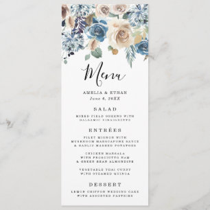 Blühende Wedding Menü-Karte der Schönheits-  Menükarte