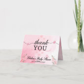 Blühende weiche Wasserfarbe Rosa Blütendusche Dankeskarte (Rückseite)