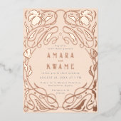 Blühende Weintrauben Botanische Jugendstil Rose Folieneinladung (Vorderseite)