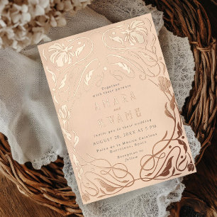 Blühende Weintrauben Botanische Jugendstil Rose Folieneinladung