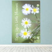 Blühende weiße Wildblumen Leinwanddruck (Insitu (Holzboden))