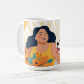 Blühende Widerstandskraft und Freude, Frau und Ret Kaffeetasse (Vorderseite Links)