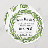 Blühende Wild-Wreath-Hochzeit retten das Datum Einladung (Vorne/Hinten)