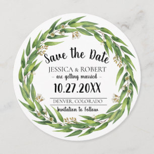 Blühende Wild-Wreath-Hochzeit retten das Datum Einladung