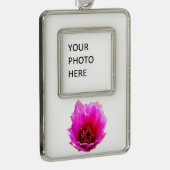 Blühende Wildblume Kaktus (Prickly Birne) Rahmen-Ornament Silber (Rechts)