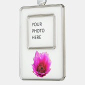 Blühende Wildblume Kaktus (Prickly Birne) Rahmen-Ornament Silber (Links)