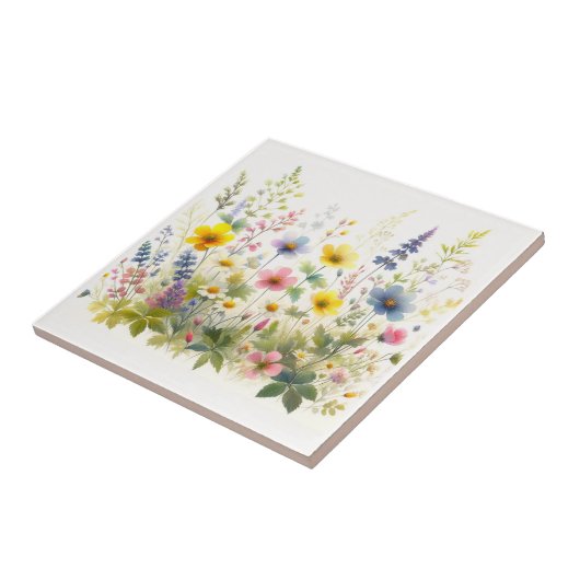 Blühende Wildblumen Blumenkachel Keramik Fliese (Seite)