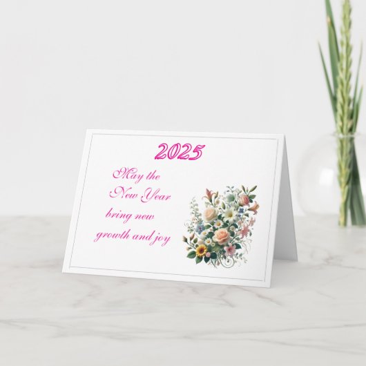 Blühende Wünsche für 2025 Gedeckte Grußkarte Karte (Vorderseite)