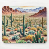 Blühende Wüste in Wasserfarbe Mousepad (Vorne)