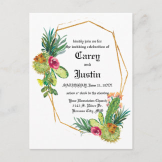 Blühende Wüste Sukkulente Hochzeit Einladung Postk Postkarte