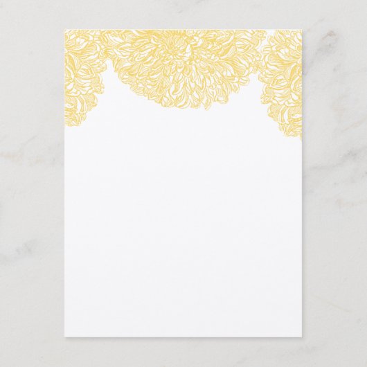 Blühende Yellow Chrysanthemum Hochzeit Begleitkarte (Rückseite)