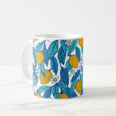 Blühende Zitrone: Aquarellblütendesign. Kaffeetasse (Vorderseite Links)