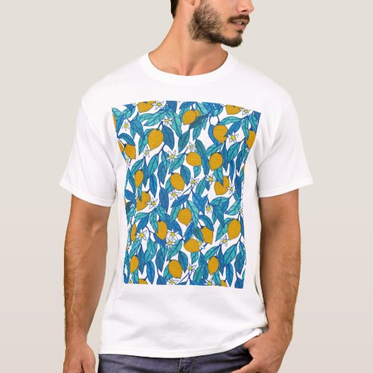 Blühende Zitrone: Aquarellblütendesign. T-Shirt (Vorderseite)