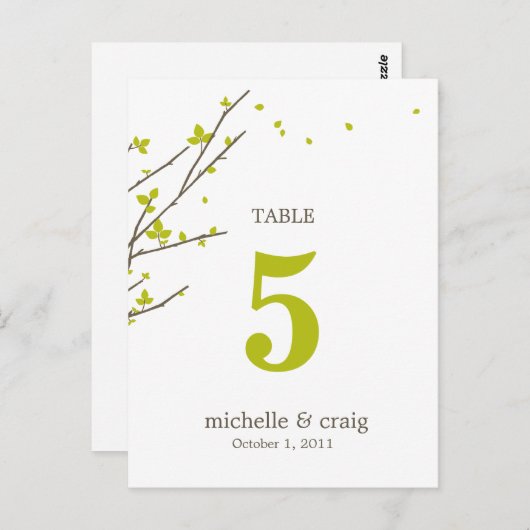 Blühende Zweige Hochzeitskarte der Tischnummer (Vorne/Hinten)