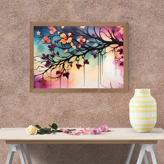 Blühende Zweigstelle: Blumenkunst Fotodruck
