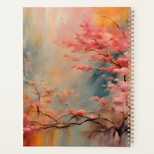 Blühende Zweigstelle Wabi-Sabi in Rosa und Orange Planer (Rückseite)