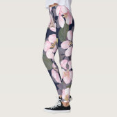 Blühender Apfel: Dunkelblaue Wasserfarbe Leggings (Links)