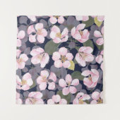 Blühender Apfel: Dunkelblaue Wasserfarbe Wandteppich (Vorderseite (Horizontal))