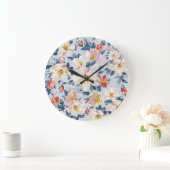 Blühender Apfelbaum, elegantes Muster. Große Wanduhr (Zuhause)